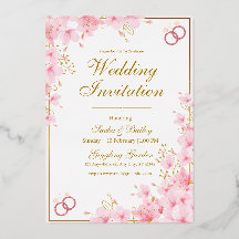 Moderne weiße und rosa Hochzeitsankündigung