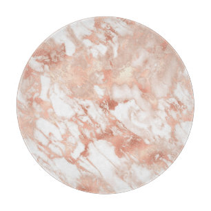 Moderne weiße und roségoldene Marmoroptik Schneidebrett