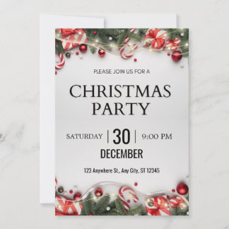 Moderne, weiße und rote minimalistische Party Einl Einladung