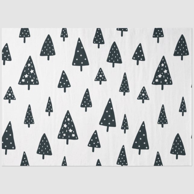 Moderne weiße und schwarze skandinavische Weihnach Seidenpapier (Vorderseite)