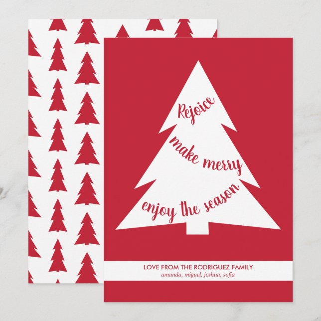Moderne, weiße Weihnachtsbaumen Weihnachtsschrift Feiertagskarte (Vorne/Hinten)