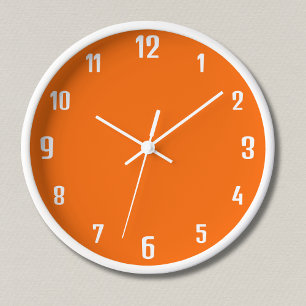 Moderne weiße Zahlen   Classic Neon Sunset Orange Uhr