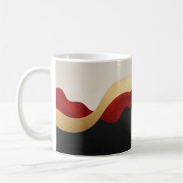 Moderne Welle Gold Rot Schwarz  Kaffeetasse