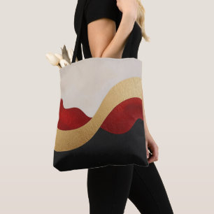 Moderne Welle Gold Rot Schwarz Tasche