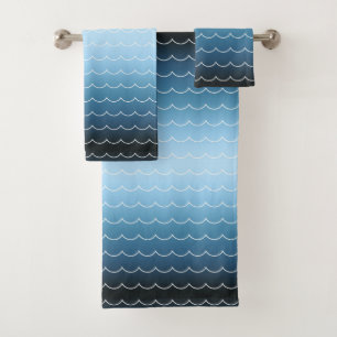 Moderne Wellen-Muster-Ruhe-Blau-Steigung Badhandtuch Set
