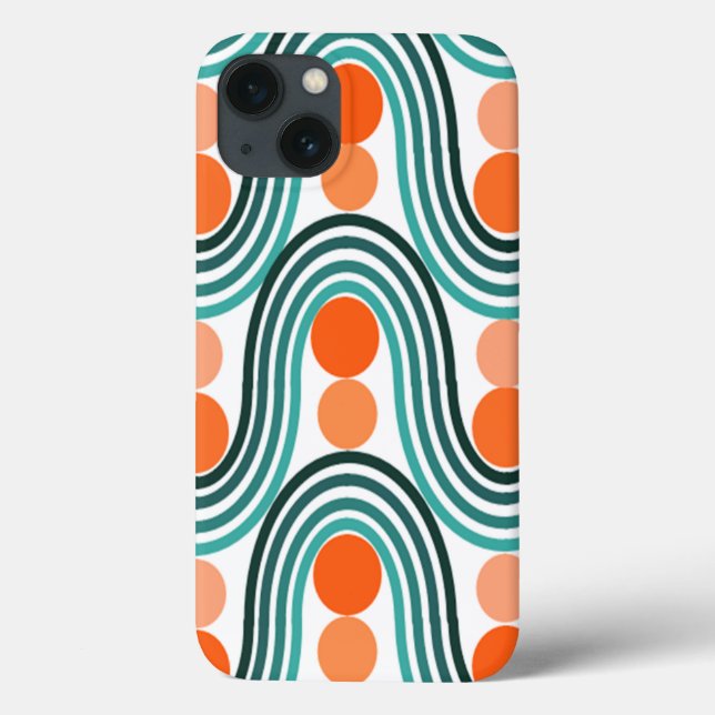 Moderne Wellen und Kreise des Mitteljahrhunderts Case-Mate iPhone Hülle (Rückseite)
