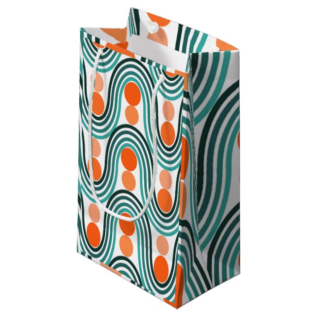 Moderne Wellen und Kreise des Mitteljahrhunderts Kleine Geschenktüte (Vorderseite Schrägansicht)