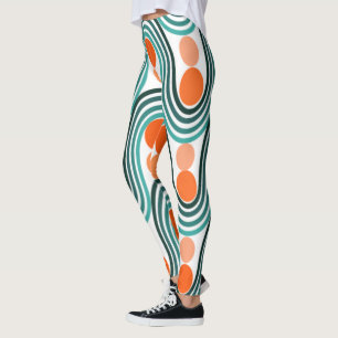 Moderne Wellen und Kreise des Mitteljahrhunderts Leggings