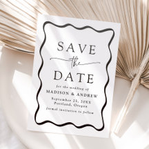 Moderne wellige schwarze Rahmen-Hochzeit 'Save the