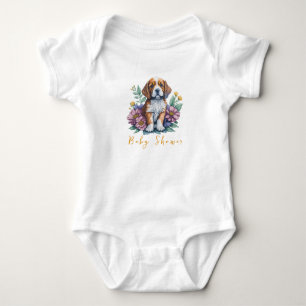 Moderne Welpe Dog Terracotta Kinderdusche Baby Strampler