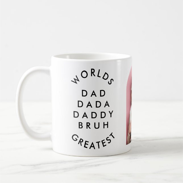 moderne "WELTBESTE" VATER Väter des Fotos Kaffeetasse (Links)