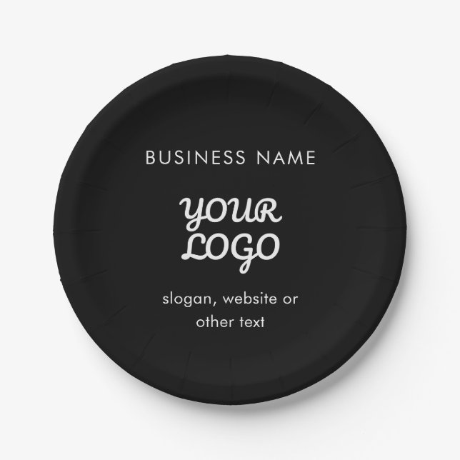 Moderne Werbe-Logo & Text | Bearbeitbare Farbe Pappteller (Vorderseite)