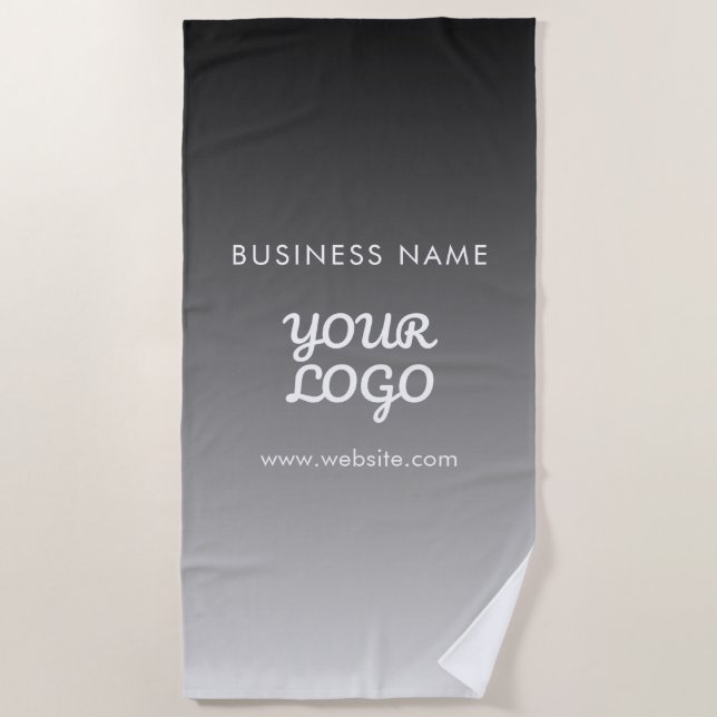 Moderne Werbe-Logo & Text | Bearbeitbare Farbe Strandtuch (Vorderseite)