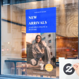 Moderne Werbeaktion Foto Blue Business Ads Fensteraufkleber