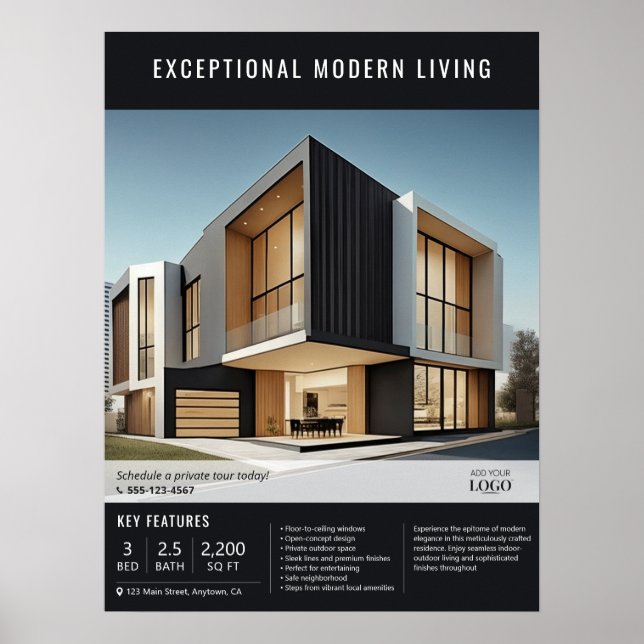Moderne Werbung für Immobilien in Anwesen Poster (Vorne)