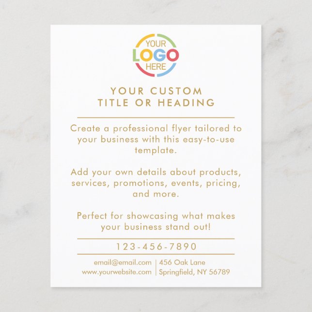 Moderne Werbung für White and Gold-Business-Logos Flyer (Hinten)