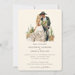 Moderne Western Boho Couple Wüstenhochzeit Einladung