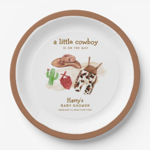 Moderne Western-Wüsten-Kaktus-Cowboy-Baby-Party  Pappteller