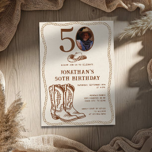 Moderne westliche Cowboy-Stiefel 40 50 Foto Geburt Einladung