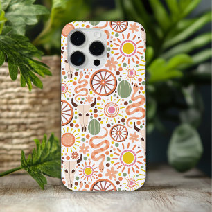 Moderne westliche Kuh-Schädel-Wüsten-Sonnen-Muster Case-Mate iPhone Hülle