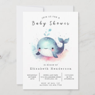 Moderne Whale Baby-Dusche Einladung