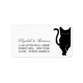 Moderne whimsical Black Cat Wedding Adressaufkleber