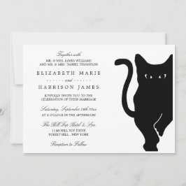 Moderne whimsical Black Cat Wedding Einladung
