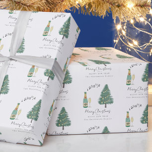 Moderne Whimsical-Christbaum-Musik-Wein individuel Geschenkpapier