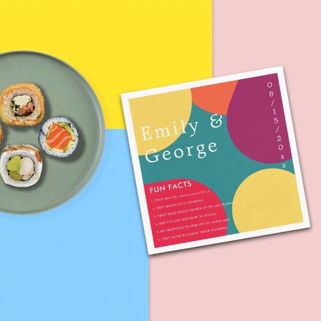 Moderne whimsical farbenfrohe Groovy Fun Fakten Ho Serviette (Von Creator hochgeladen)