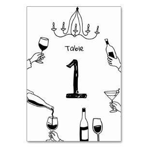 Moderne Whimsical-Hochzeit Handgezeichnete Doodl Tischnummer