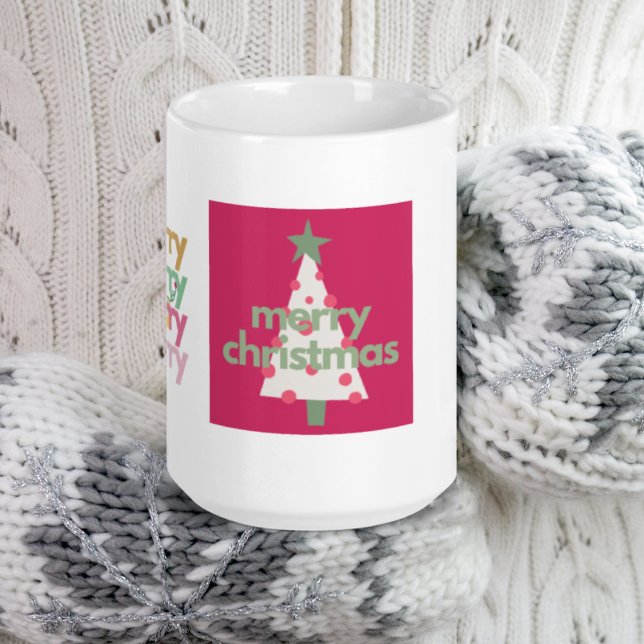 Moderne Whimsical Merry Pink Weihnachten Tasse (Von Creator hochgeladen)