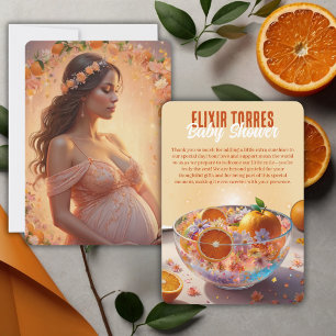Moderne Whimsical Orange Citrus Foto Babydusche Dankeskarte