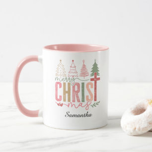 Moderne Whimsical Pastell Frohe Weihnacht Name Tasse