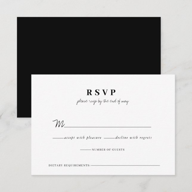 Moderne whimsical Wedding RSVP Karte (Vorne/Hinten)