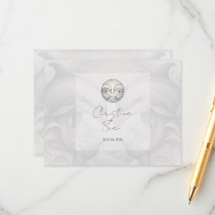 Moderne Whimsy-Delphine Hochzeit QR-Code Umschließ Begleitkarte