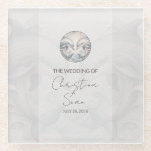 Moderne Whimsy-Dolphin-Hochzeit Glasuntersetzer