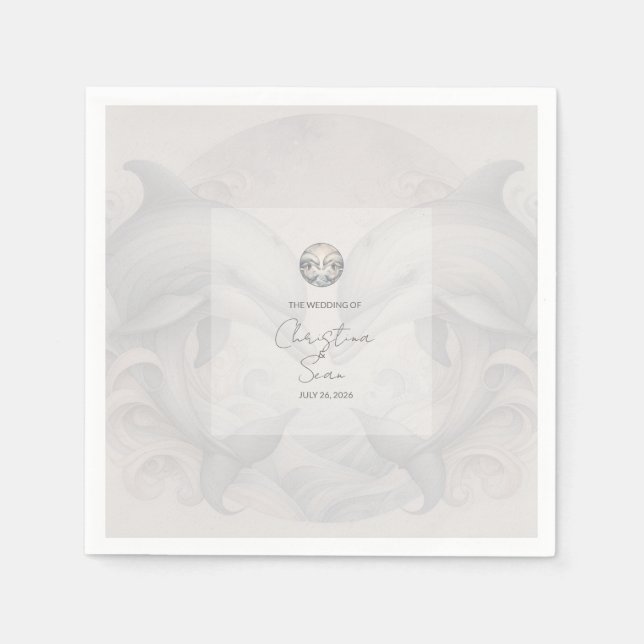 Moderne Whimsy-Dolphin-Hochzeit Serviette (Vorderseite)