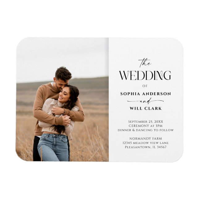 Moderne Whimsy Hochzeitseinladung mit Foto Magnet (Horizontal)