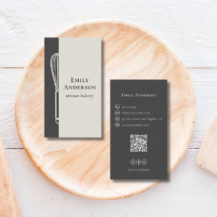 Moderne Whisk-Bäckerei-Chef-Caterer Neutralgrau Visitenkarte