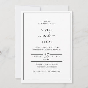 Moderne White and Black Minimal Hochzeit Einladung