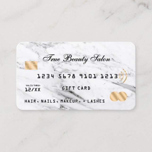 Moderne White Black Marble Gold Gift Kreditkarte Visitenkarte (Vorderseite)