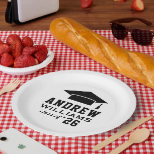 Moderne White Custom Graduation Party Pappteller