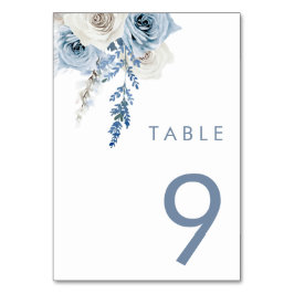 Moderne White & Dusty Blue Wedding Tischnummer