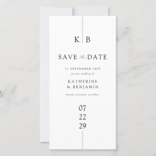 Moderne White Elegant Monogram Wedding Save The Date