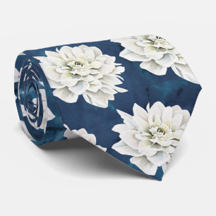 Moderne White Floral Blue Neck Tie Krawatte