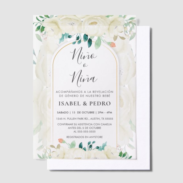 Moderne White Floral Garden Spanische Geschlechtso (Versetzt)