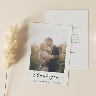 Moderne White Frame Foto Wedding Dankeskarte