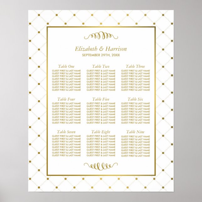 Moderne White & Gold Foil-Effekt Hochzeitsplanung Poster (Vorne)