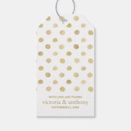 Moderne White & Gold Polka Dots Gastgeschenk Hochz Geschenkanhänger