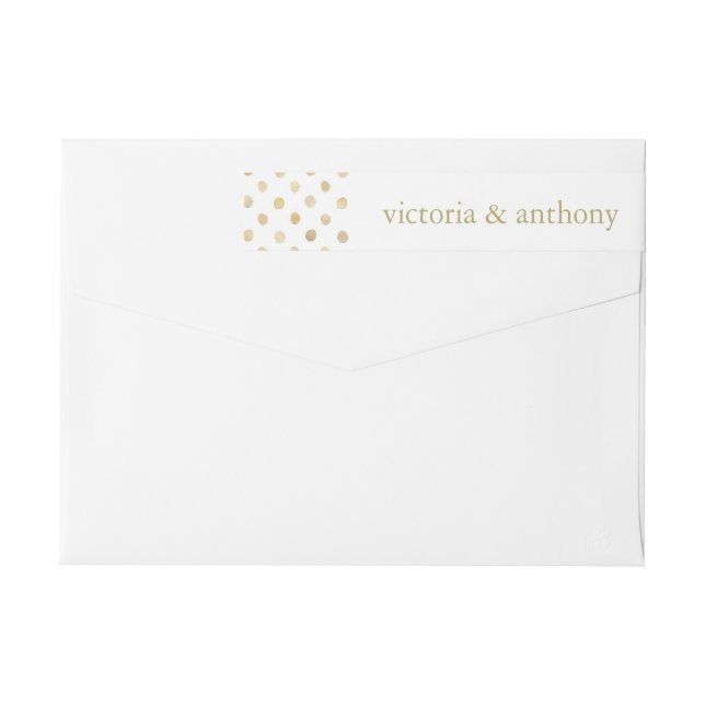 Moderne White & Gold Polka Dots Hochzeit (Rückseite)